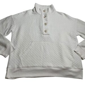 Stars Above Quilted Pullover Sweatshirt‎ Women's Small 3 Button Mock Neck